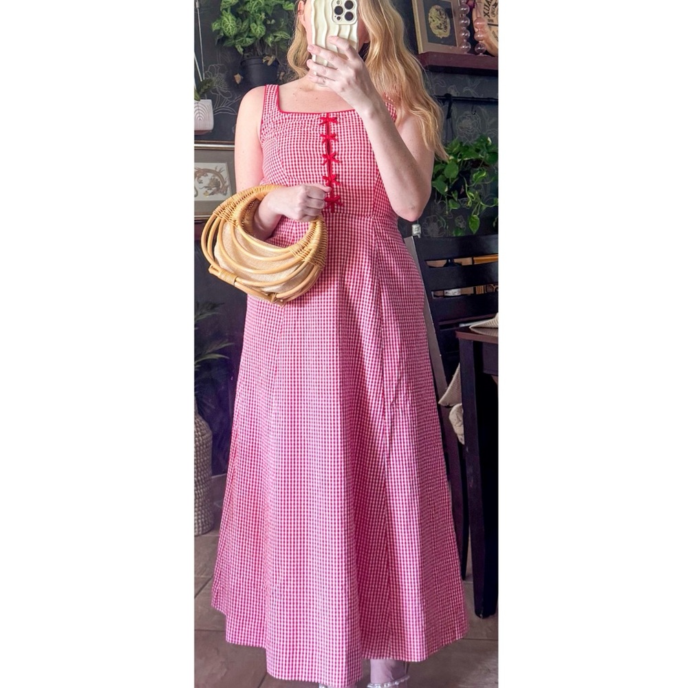 Red Gingham Maxi Dress